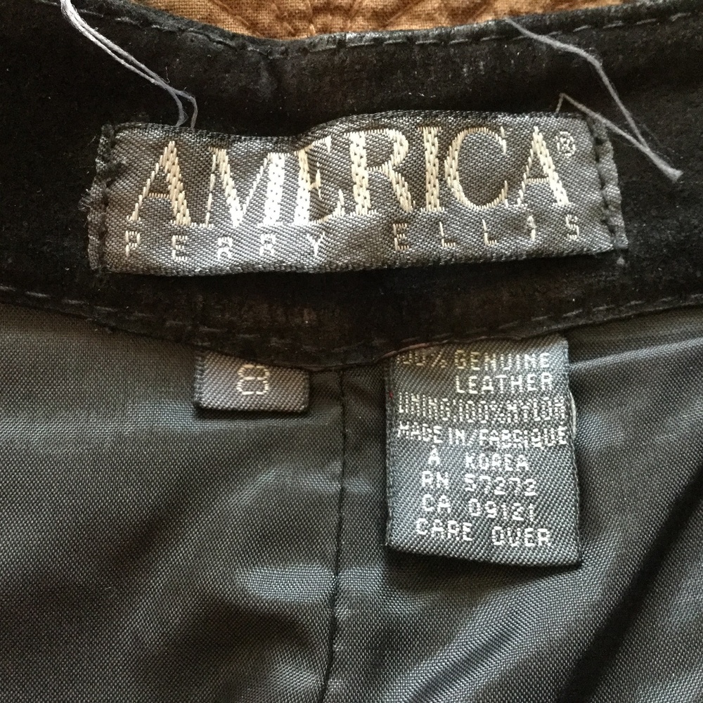 Black suede leather jeans